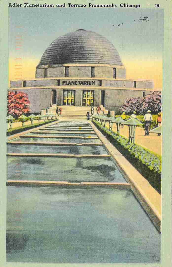 1930s postcard showing Adler Planetarium, Chicago